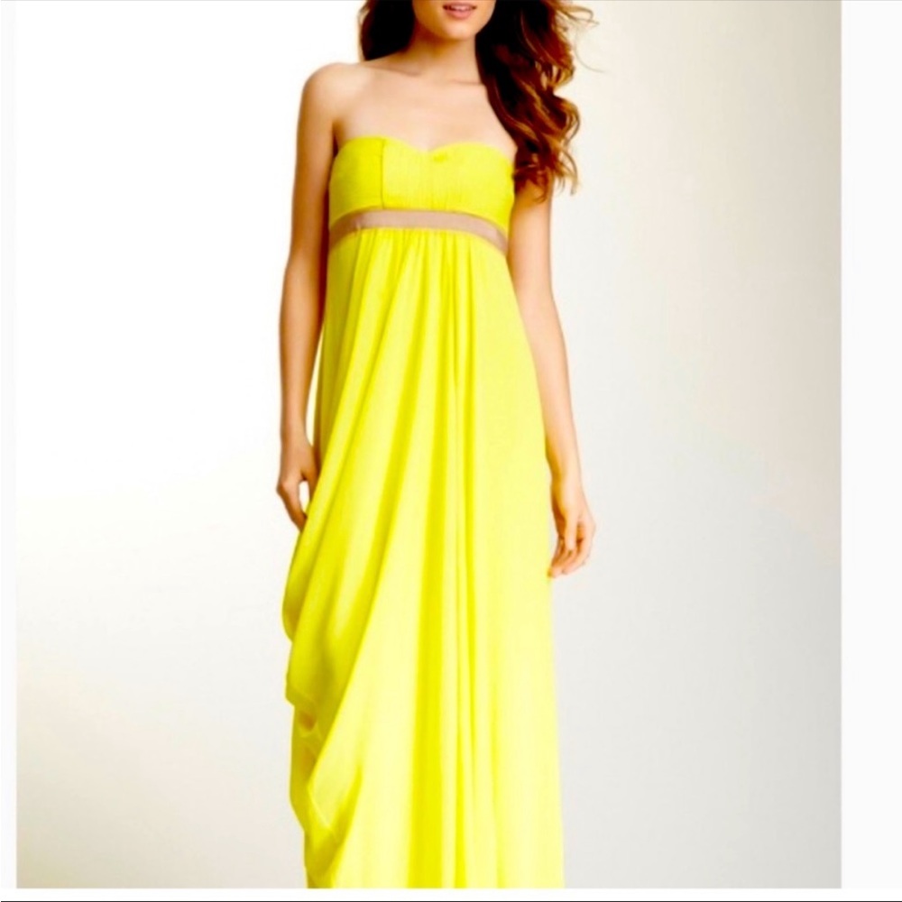 BCBG MAXAZRIA - Neon Yellow Chiffon Gown, Size 0, Like New